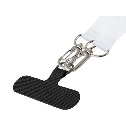 Ланъярд 2 см под сублимацию с 2-мя трендовыми карабинами и узким держателем для телефона из ПЭ, серебристый