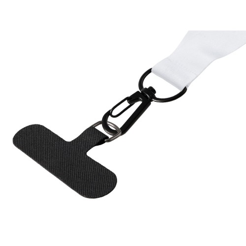 Ланъярд 2 см под сублимацию с трендовым карабином, замком обрыва и узким держателем для телефона из ПЭ, черный