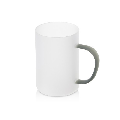 Стеклянная матовая кружка "Акцент" с цветной ручкой для сублимации, черный