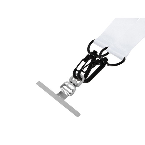 Ланъярд 2 см под сублимацию с 2-мя трендовыми карабинами и металлическим держателем для телефона, черный