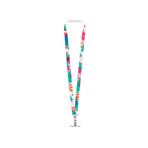 Ланъярд 2 см под сублимацию с 2-мя трендовыми карабинами и металлическим держателем для телефона, серебристый