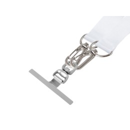 Ланъярд 2 см под сублимацию с 2-мя трендовыми карабинами и металлическим держателем для телефона, серебристый