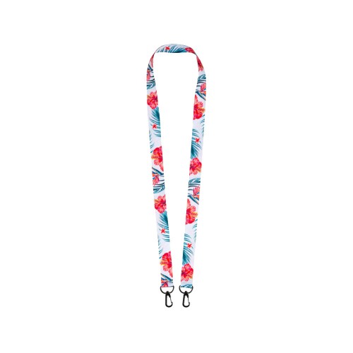 Ланъярд 2 см под сублимацию с 2-мя карабинами, черный