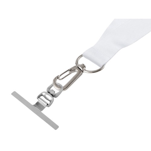Ланъярд 2 см под сублимацию с трендовым карабином и металлическим держателем для телефона, серебристый