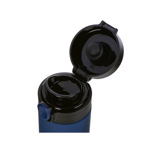 Вакуумная термокружка Waterline c кнопкой «Guard», 400 мл, тубус, темно-синий