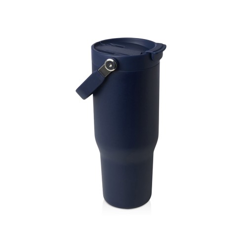 Термостакан Bronx объемом 900 мл из меди и переработанной нержавеющей стали, сертифицированной по стандарту RCS, с вакуумной изоляцией и крышкой с двойной функцией - Темно - синий