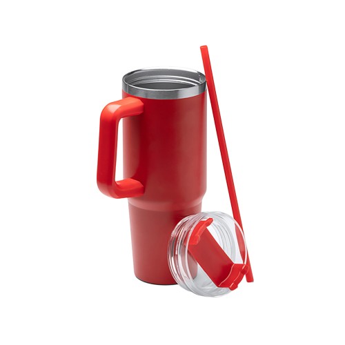 Термокружка «Крэнстон» с двойными стенками из переработанной нержавеющей стали, красный