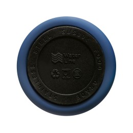 Вакуумная термокружка Waterline c кнопкой «Guard», 400 мл, тубус, темно-синий