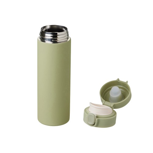 Вакуумная термокружка Waterline c кнопкой «Guard», 400 мл, тубус, оливковый