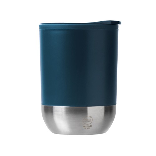 Термокружка LINDE с двойными стенками из переработанного полипропилена, синий нэйви