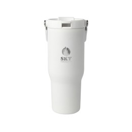 Термостакан Bronx объемом 900 мл из меди и переработанной нержавеющей стали, сертифицированной по стандарту RCS, с вакуумной изоляцией и крышкой с двойной функцией - Белый