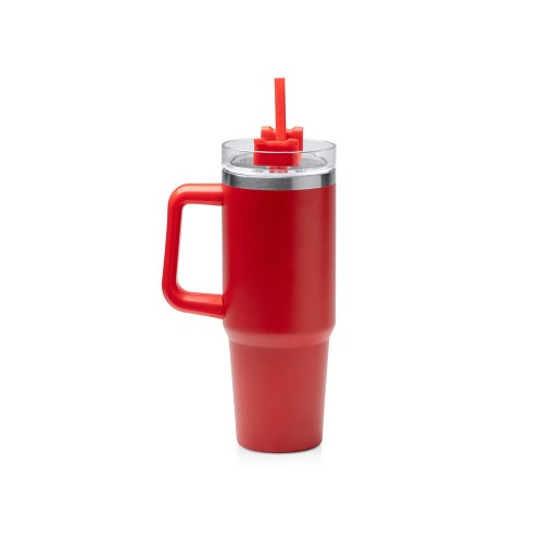 Термокружка «Крэнстон» с двойными стенками из переработанной нержавеющей стали, красный