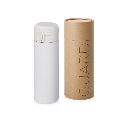 Вакуумная термокружка Waterline c кнопкой «Guard», 400 мл, тубус, белый