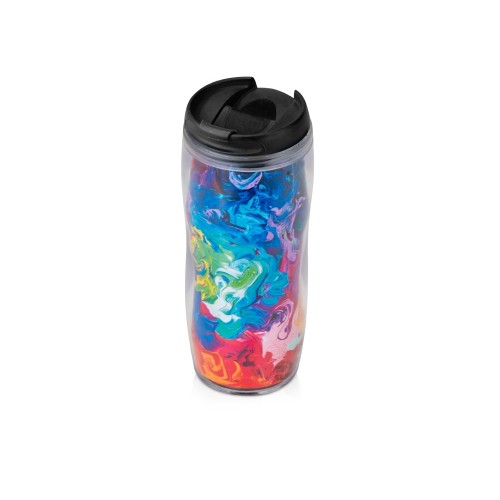 Термокружка «Mony» 400мл, под цифровую печать, прозрачный/черный