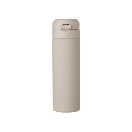 Вакуумная термокружка Waterline c кнопкой «Guard», 400 мл, тубус, бежевый