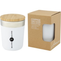 Lagan Кружка с медной вакуумной изоляцией объемом 300 мл и бамбуковой крышкой, белый