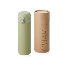 Вакуумная термокружка Waterline c кнопкой «Guard», 400 мл, тубус, оливковый