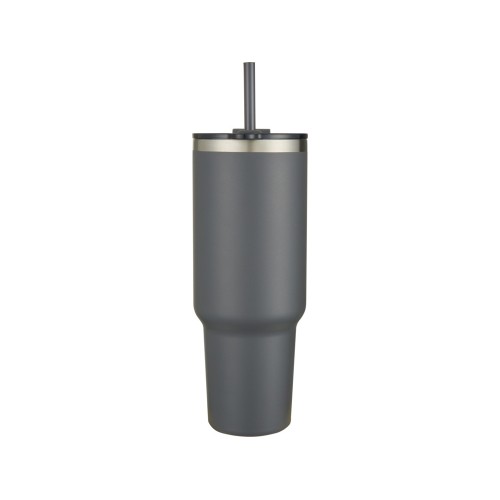 Sydney медная кружка с двойными стенками, сертифицированная согласно RCS, с вакуумной изоляцией и соломинкой, 1200 мл - Серый