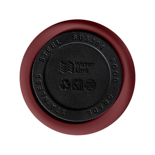 Вакуумная термокружка Waterline c кнопкой «Guard», 400 мл, тубус, бургунди