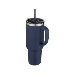 Sydney медная кружка с двойными стенками, сертифицированная согласно RCS, с вакуумной изоляцией и соломинкой, 1200 мл - Темно - синий