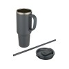 Sydney медная кружка с двойными стенками, сертифицированная согласно RCS, с вакуумной изоляцией и соломинкой, 1200 мл - Серый