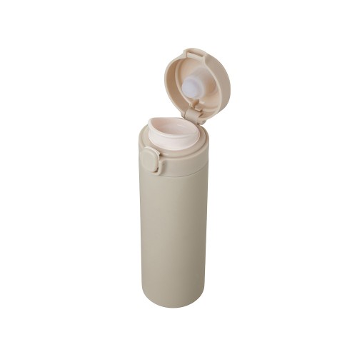 Вакуумная термокружка Waterline c кнопкой «Guard», 400 мл, тубус, бежевый