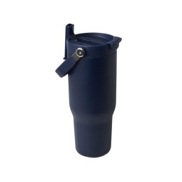Термостакан Bronx объемом 900 мл из меди и переработанной нержавеющей стали, сертифицированной по стандарту RCS, с вакуумной изоляцией и крышкой с двойной функцией - Темно - синий