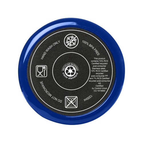 Melbourne кружка 1200 мл, сертифицированная согласно RCS, с соломинкой - Ярко- синий