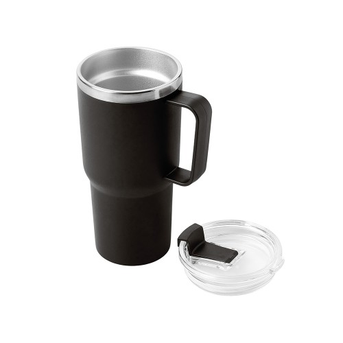 Термокружка «Кенчер» с двойными стенками из нержавеющей стали 304 и полипропилена, черный