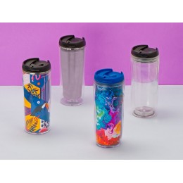 Термокружка «Mony» 400мл, под цифровую печать, прозрачный/черный