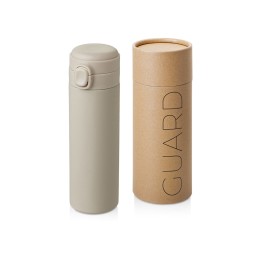 Вакуумная термокружка Waterline c кнопкой «Guard», 400 мл, тубус, бежевый