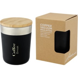 Lagan Кружка с медной вакуумной изоляцией объемом 300 мл и бамбуковой крышкой, черный