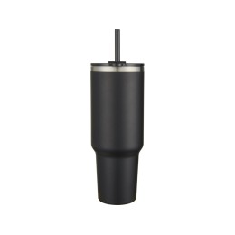 Sydney медная кружка с двойными стенками, сертифицированная согласно RCS, с вакуумной изоляцией и соломинкой, 1200 мл - сплошной черный