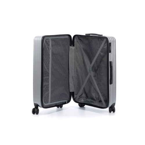 Чемодан TORBER ЛАМА, серебристый, ABS-пластик, 49 х 29,5 х 77 см, 92 л