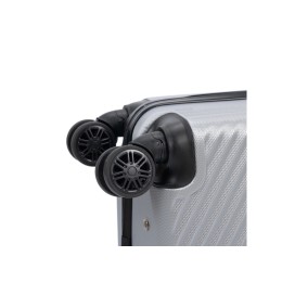 Чемодан TORBER ЛАМА, серебристый, ABS-пластик, 38 х 21 х 55 см, 37 л