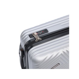 Чемодан TORBER ЛАМА, серебристый, ABS-пластик, 38 х 21 х 55 см, 37 л