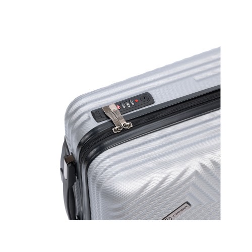 Чемодан TORBER ЛАМА, серебристый, ABS-пластик, 38 х 21 х 55 см, 37 л
