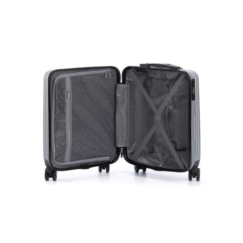 Чемодан TORBER ЛАМА, серебристый, ABS-пластик, 38 х 21 х 55 см, 37 л