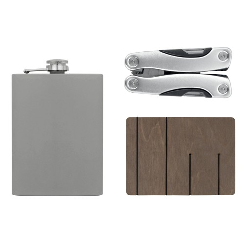 Набор с мультитулом и фляжкой "Путешественник 2.0.", серый