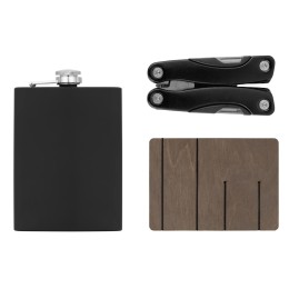 Набор с мультитулом и фляжкой "Путешественник 2.0.", черный