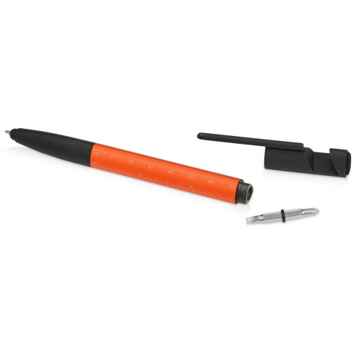 Ручка-стилус металлическая шариковая многофункциональная (6 функций) «Multy», оранжевый
