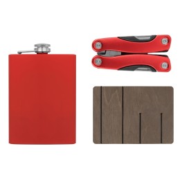 Набор с мультитулом и фляжкой "Путешественник 2.0.", красный