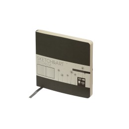 Скетчбук "Sketch & Art" в мягком переплете 145х145 мм, 100 л. бежевой бумаги 100 гр., серый