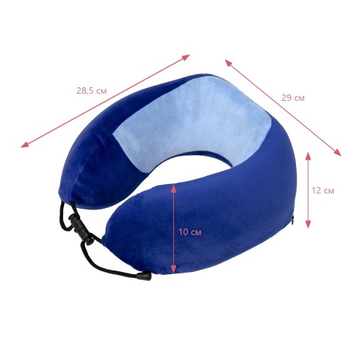 Подушка TORBER, дорожная, с эффектом памяти, синяя, полиэстер+спандекс