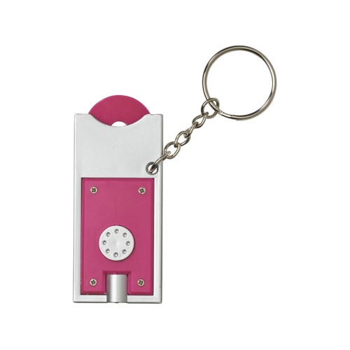 Брелок-держатель для монет "Allegro" с фонариком, фуксия/серебристый