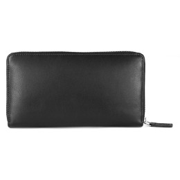 Кошелёк BUGATTI АТЛАНТА | ATLANTA, на молнии, чёрный, натуральная воловья кожа, 19,5х2,5х10,5 см