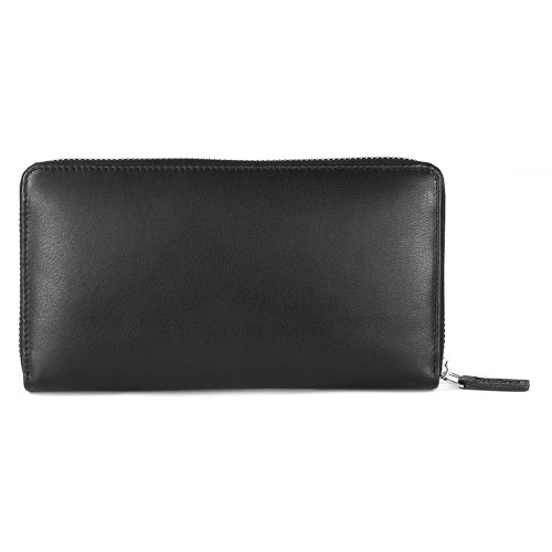 Кошелёк BUGATTI АТЛАНТА | ATLANTA, на молнии, чёрный, натуральная воловья кожа, 19,5х2,5х10,5 см