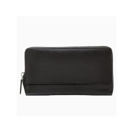 Кошелёк BUGATTI АТЛАНТА | ATLANTA, на молнии, чёрный, натуральная воловья кожа, 19,5х2,5х10,5 см