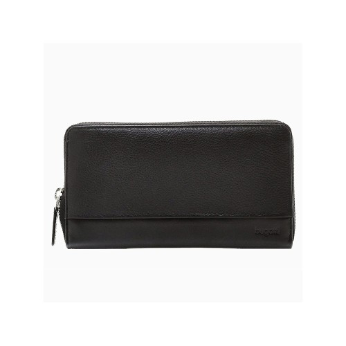 Кошелёк BUGATTI АТЛАНТА | ATLANTA, на молнии, чёрный, натуральная воловья кожа, 19,5х2,5х10,5 см