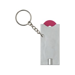Брелок-держатель для монет "Allegro" с фонариком, фуксия/серебристый